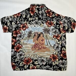 Kennington LTD California Hawaiian Shirt Mens XL Island Hula Girl Aloha Graphic
